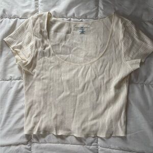Brandy Melville Cream Ribbed Crop Top